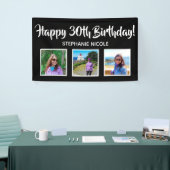 Glückliche 30. Geburtstag Schwarze Personalisierte Banner (Messeveranstaltung)