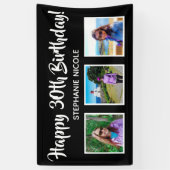 Glückliche 30. Geburtstag Schwarze Personalisierte Banner (Vertikal)
