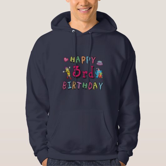 Glückliche 3. Geburtstag 3 Jahre alt Wünsche Hoodie (Vorderseite)