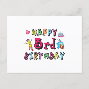 Glückliche 3. Geburtstag 3 Jahre alt Wünsche Postkarte