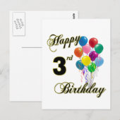 Glückliche 3. Geburtstagskarte und Geburtstagskart Postkarte (Vorne/Hinten)