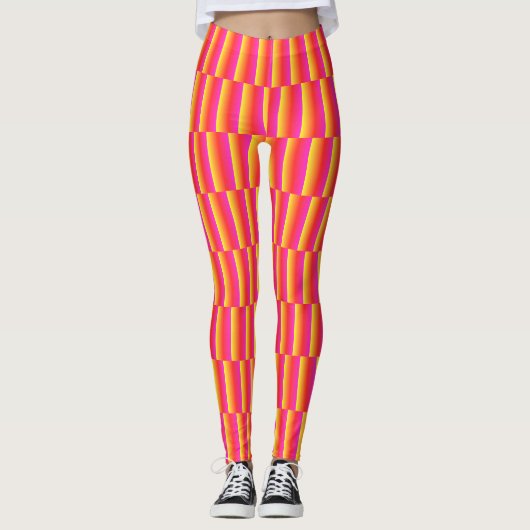 Glückliche 3D-Regenbogen-Kachel-Muster Leggings (Vorderseite)