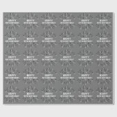 Glückliche 40. Geburtstag Feuerwerk Grau Schwarz-w Geschenkpapier (Flach)