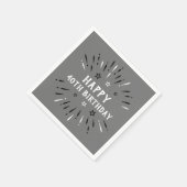 Glückliche 40. Geburtstag Feuerwerk Grau Schwarz-w Serviette (Ecke)