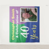 Glückliche 40. Geburtstagsfeier mit Foto Wandteppich (Vorderseite)