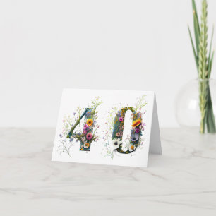 Glückliche 40. Geburtstagssprays von Wildblumen Karte