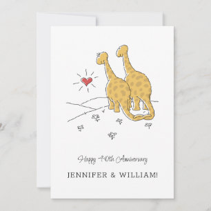 Glückliche 40. Hochzeitstag Niedliche Dinosaurier- Karte