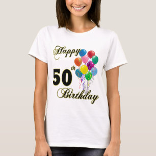 Glückliche 50. Geburtstags-Geschenke und T-Shirt