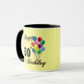 Glückliche 50. Geburtstags-Geschenke und Tasse (Vorderseite Links)