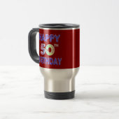 Glückliche 50. Geburtstags-Kaffeetasse-und Reisebecher (Vorderseite Links)