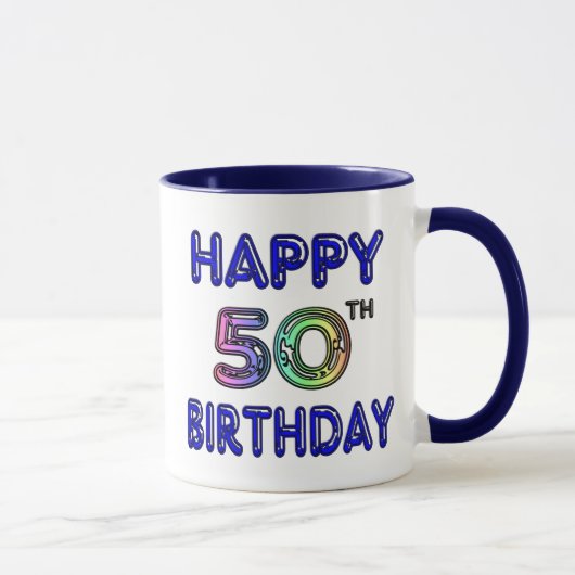 Glückliche 50. Geburtstags-Kaffeetasse-und Tasse (Rechts)