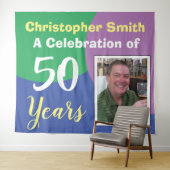 Glückliche 50. Geburtstagsfeier mit Foto Wandteppich (Beispiel (Horizontal))