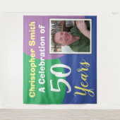 Glückliche 50. Geburtstagsfeier mit Foto Wandteppich (Vorderseite)