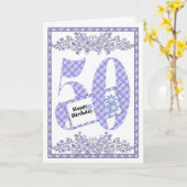 Glückliche 50. Geburtstagsginghamkarte Karte (Gelbe Blume)