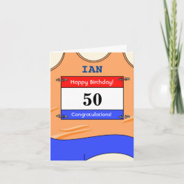 Glückliche 50. Geburtstagskarte für einen Läufer Karte