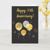 Glückliche 50. Hochzeitstag Goldballons Karte (Gelbe Blume)
