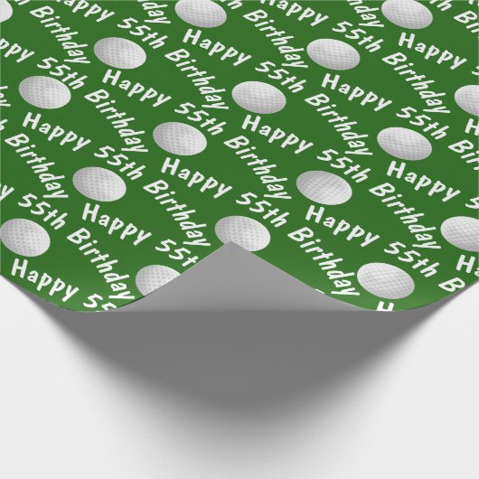 Glückliche 55. Geburtstagsgolfbälle Geschenkpapier (Ecke)