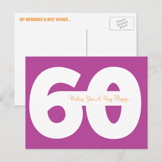Glückliche 60. Geburtstag Meilenstein Postkarten - (Vorne/Hinten)