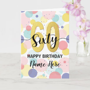Glückliche 60. Geburtstag Pastel Rainbow Gold Frau Karte