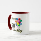 Glückliche 60. Geburtstags-Geschenke und Tasse (Vorderseite Links)