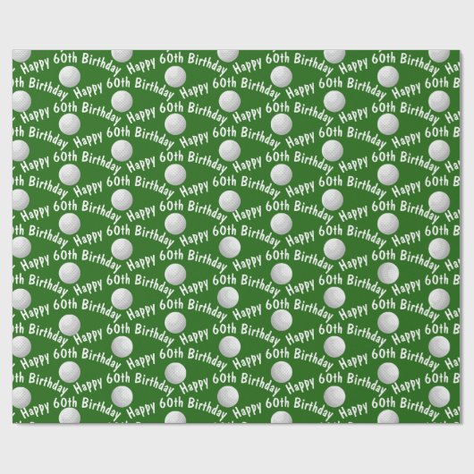 Glückliche 60. Geburtstagsgolfbälle Geschenkpapier (Flach)