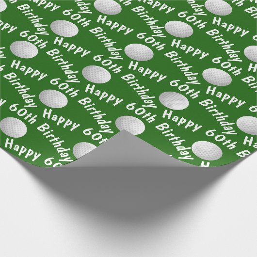 Glückliche 60. Geburtstagsgolfbälle Geschenkpapier (Ecke)