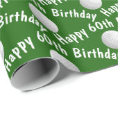 Glückliche 60. Geburtstagsgolfbälle Geschenkpapier (Rolleneckpunkt)