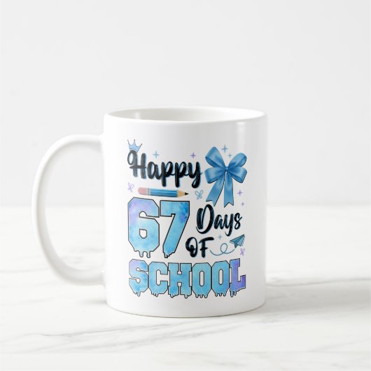 Glückliche 67 Schultage Lehrer Schüler Kaffeetasse (Links)