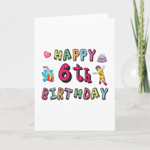 Glückliche 6. Geburtstag 6 Jahre alte b-day Überra Karte
