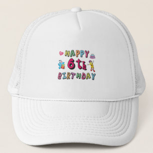 Glückliche 6. Geburtstag 6 Jahre alte b-day Überra Truckerkappe