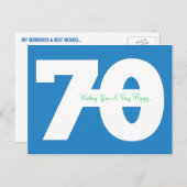 Glückliche 70. Geburtstag Meilensteine Postkarten (Vorne/Hinten)
