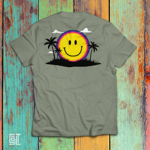 Glückliche 70er Retro Smiley Gesicht Sonnenunterga T-Shirt
