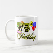 Glückliche 75. Geburtstags-Feier Kaffeetasse (Links)
