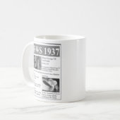 Glückliche 80. Geburtstag 1937 Nachrichten-Tasse Kaffeetasse (Vorderseite Links)