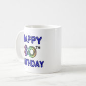 Glückliche 80. Geburtstags-Geschenke und Kaffeetasse (Vorderseite Links)