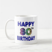 Glückliche 80. Geburtstags-Geschenke und Kaffeetasse (Links)