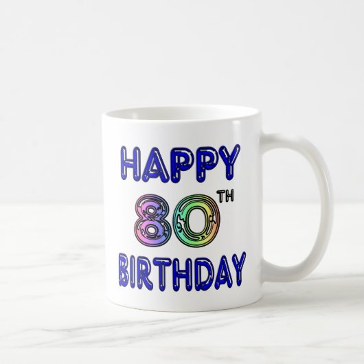 Glückliche 80. Geburtstags-Geschenke und Kaffeetasse (Rechts)