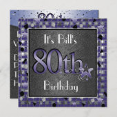 Glückliche 80. Geburtstagsparty für ihn Einladung (Vorne/Hinten)