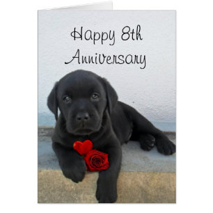 Glückliche 8. Jahrestags-Labrador-Welpengrußkart