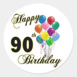 Glückliche 90. Geburtstags-Geschenke und Runder Aufkleber