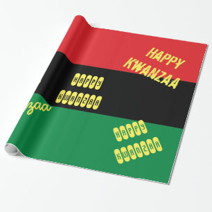 Glückliche Afroamerikaner-Flagge Kwanzaas RBG UNI Geschenkpapier
