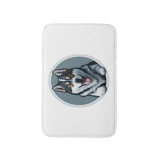 glückliche Alaskan Malamute Puppy Badematte (Vorderseite Vertikal)