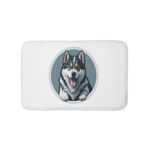 glückliche Alaskan Malamute Puppy Badematte