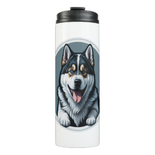 glückliche Alaskan Malamute Puppy Thermosbecher