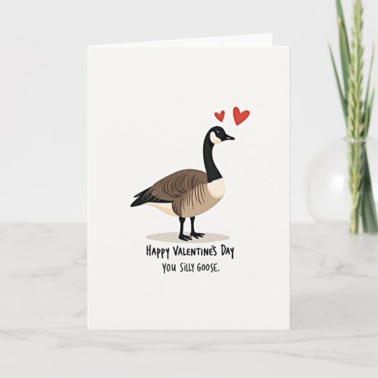 Glückliche alberne Gans Valentinskarte Karte (Vorderseite)