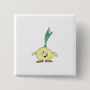 glückliche alberne Zwiebel Cartoon Button