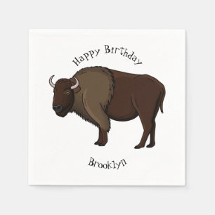 Glückliche amerikanische Bison Büffel Illustration Serviette