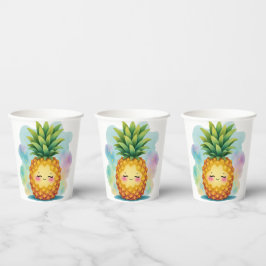Glückliche Ananas-Papierbecher Pappbecher