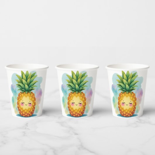 Glückliche Ananas-Papierbecher Pappbecher (Multi)