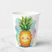 Glückliche Ananas-Papierbecher Pappbecher (Vorderseite)